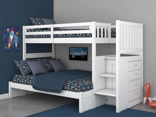 0214-FULL - Staircase Bunk Bed Full Ext Kit White (Hardware Kit)