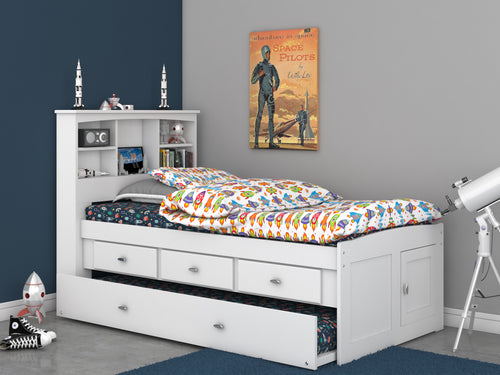 0220 - Twin Bookcase Bed White (Hardware Kit)