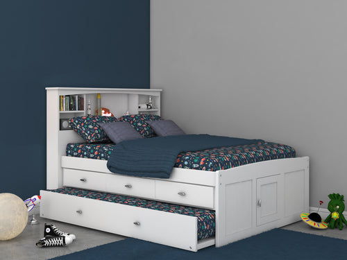 80221 - KD Full Bookcase Bed White (Hardware Kit)