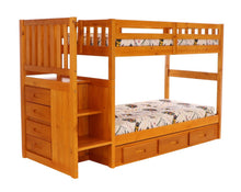 Load image into Gallery viewer, 2114-ToT - Twin/Twin Staircase Bunk Honey (Hardware Kit)