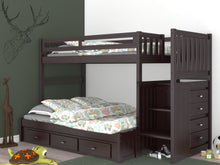 Load image into Gallery viewer, 2917-TF - Espresso Twin over Full Stairbed (Hardware Kit)