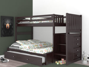 2917-TF - Espresso Twin over Full Stairbed (Hardware Kit)