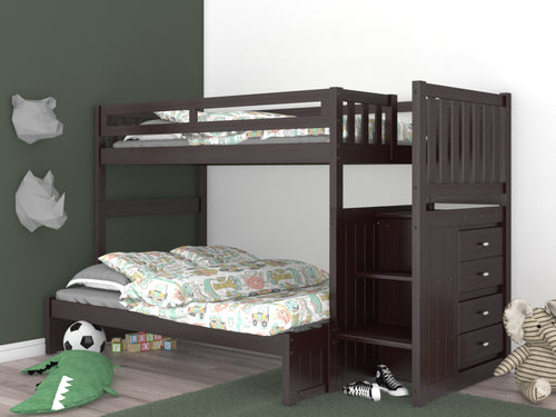2917-TF - Espresso Twin over Full Stairbed (Hardware Kit)