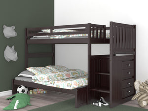 2917-TF - Espresso Twin over Full Stairbed (Hardware Kit)