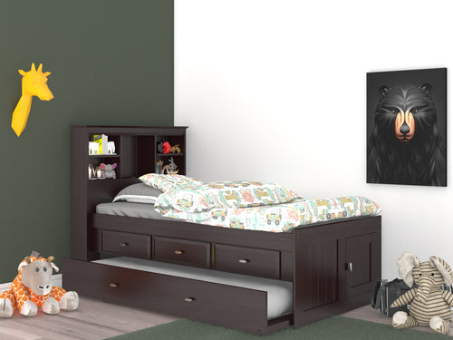 2920 - Twin Bookcase Bed Espresso (Hardware Kit)