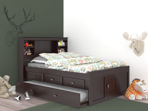2921 - Full Bookcase Bed Espresso (Hardware Kit)