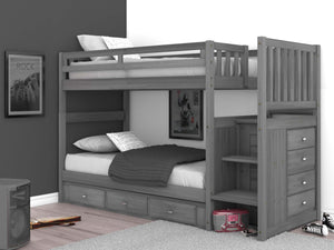 3217-TT - Charcoal Twin over Twin Stairbed (Hardware Kit)