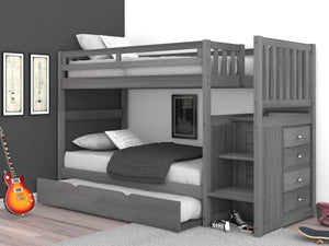 3217-TT - Charcoal Twin over Twin Stairbed (Hardware Kit)