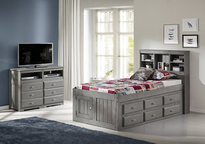 3220 - Twin Bookcase Bed Charcoal (Hardware Kit)