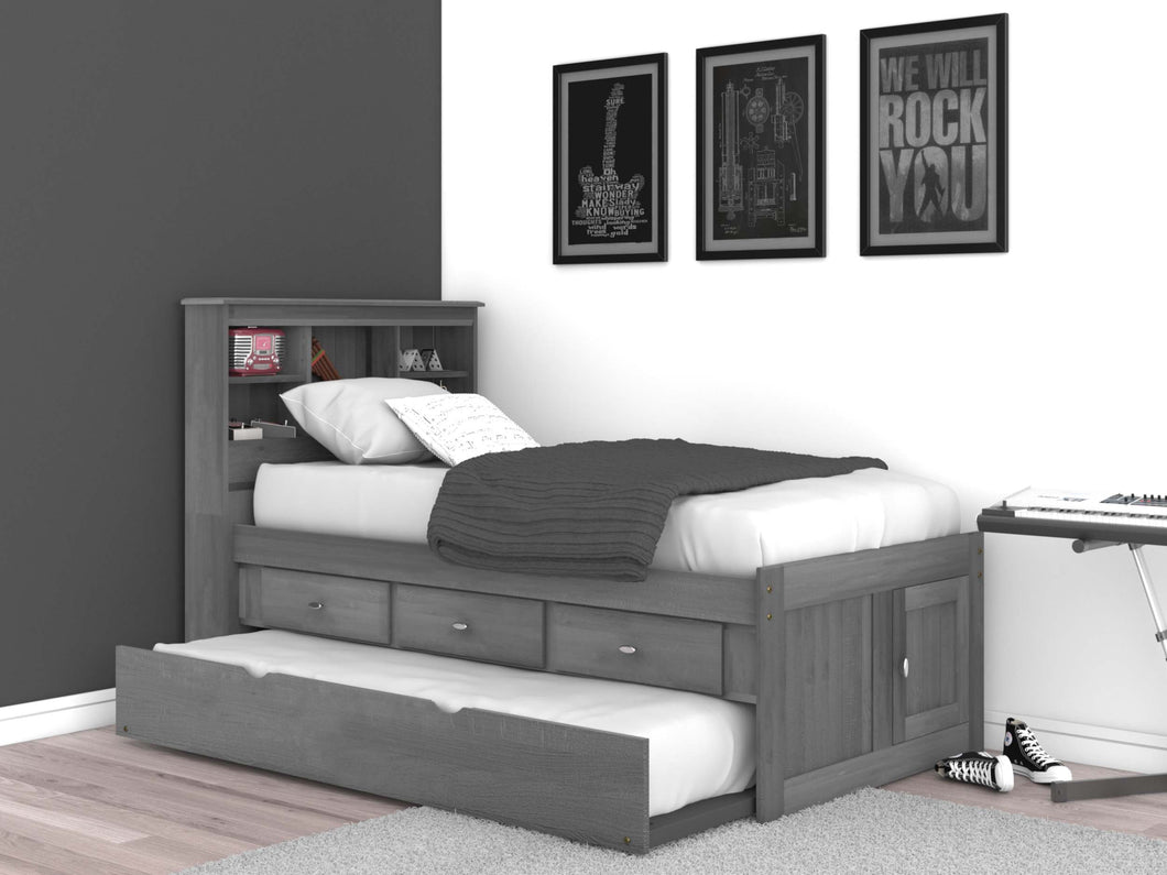 3220 - Twin Bookcase Bed Charcoal (Hardware Kit)