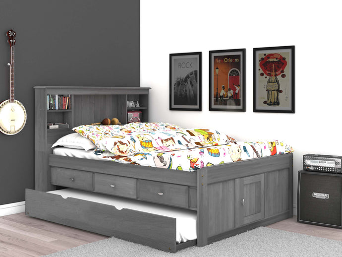 3221 - Full Bookcase Bed Charcoal (Hardware Kit)