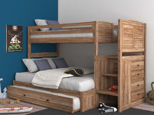 4114-TF - Twin/Full Staircase Bunk Sand (Hardware Kit)