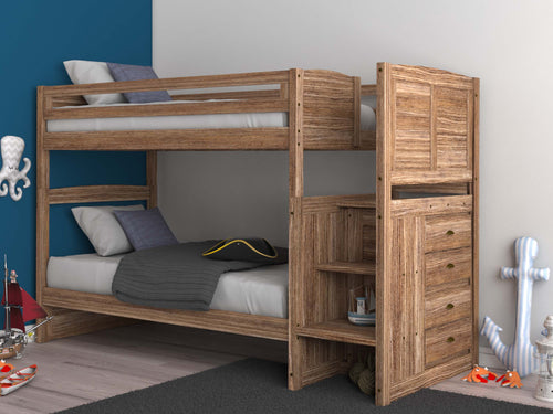 4114-TT - Twin/Twin Staircase Bunk Sand (Hardware Kit)