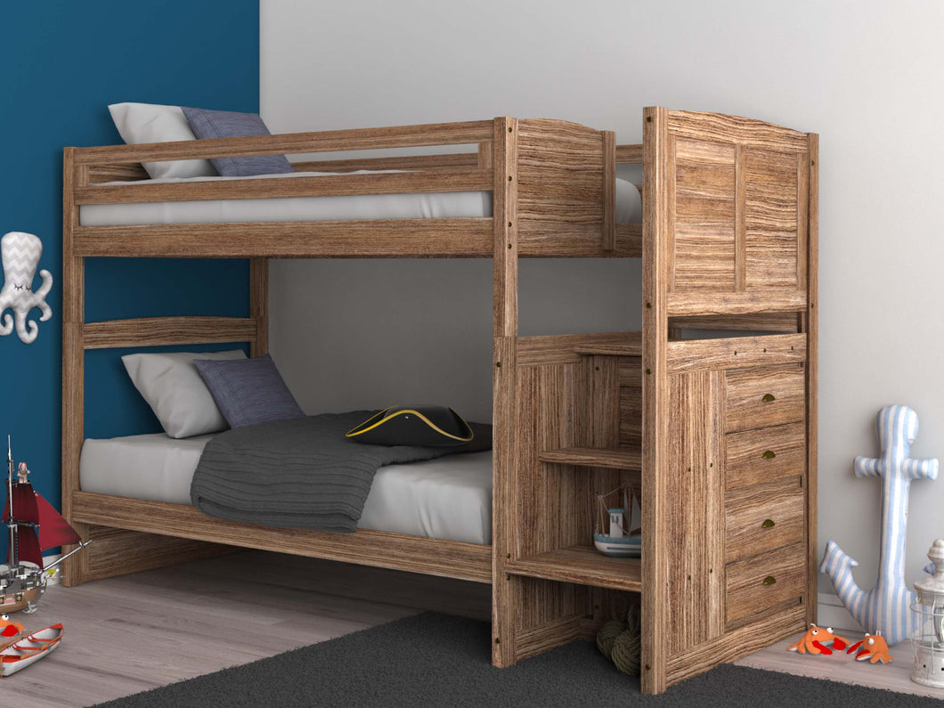 4114-TT - Twin/Twin Staircase Bunk Sand (Hardware Kit)