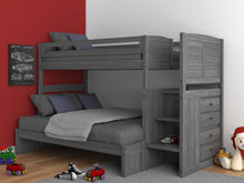Load image into Gallery viewer, 4214-TF - Twin/Full Staircase Bunk Gray (Hardware Kit)