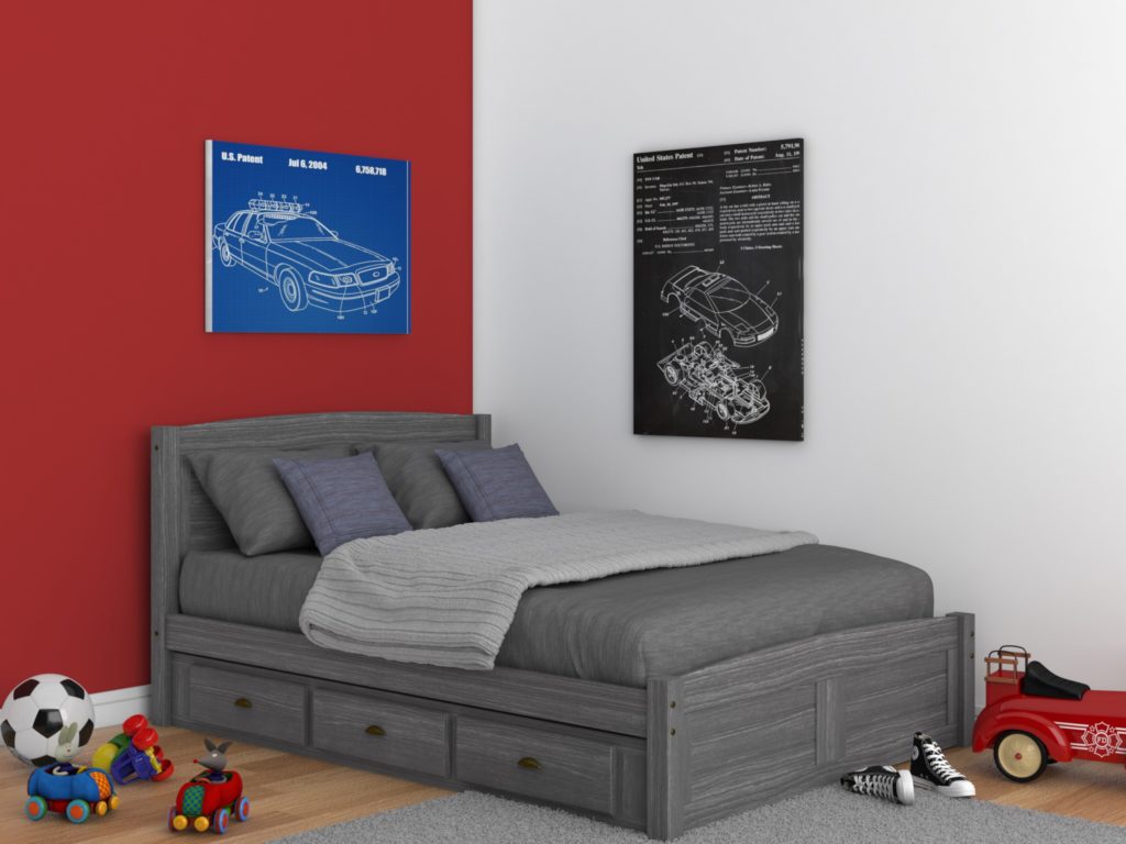 4231 - Full Platform Bed Gray (Hardware Kit)