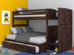 4814-TF - Twin/Full Staircase Bunk Chestnut (Hardware Kit)