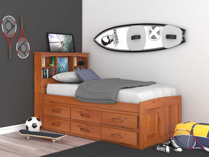 82120 - KD Twin Bookcase Bed Honey (Hardware Kit)
