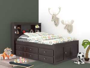 82921 - KD Full Bookcase Bed Espresso (Hardware Kit)